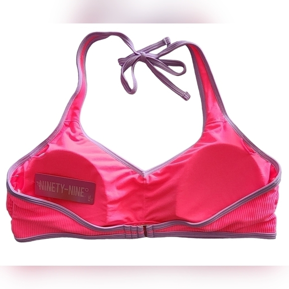 Juniors Ninty-Nine° Colorblock Halter Bikini Swim Top XXL 19 Pink Purple NWT - Picture 2 of 6
